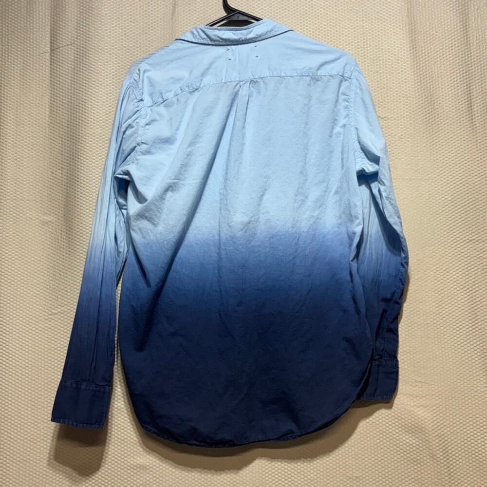 Xirena Beau Ombre Dip Dye Button Down Shirt XS Blue Grey Cotton Coastal - Picture 10 of 10